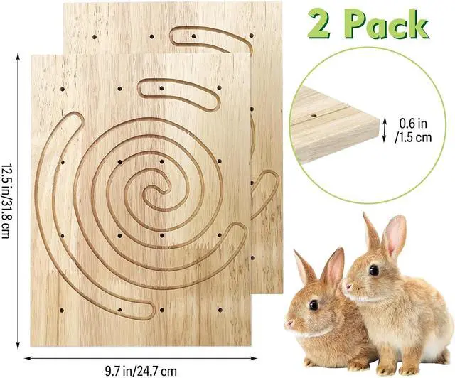 Alt view image 3 of 6 - 2 Pack Rabbit Wooden Scratch Board Bunny Foot Pad, Teeth Grinding Toys for Small Animal, Guinea Pigs Digging Platform Teeth Grinding Toys for Small Animal Hamster Chinchilla Hedgehog