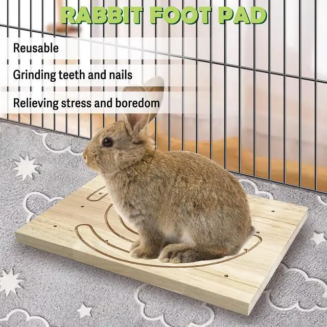 Alt view image 4 of 6 - 2 Pack Rabbit Wooden Scratch Board Bunny Foot Pad, Teeth Grinding Toys for Small Animal, Guinea Pigs Digging Platform Teeth Grinding Toys for Small Animal Hamster Chinchilla Hedgehog