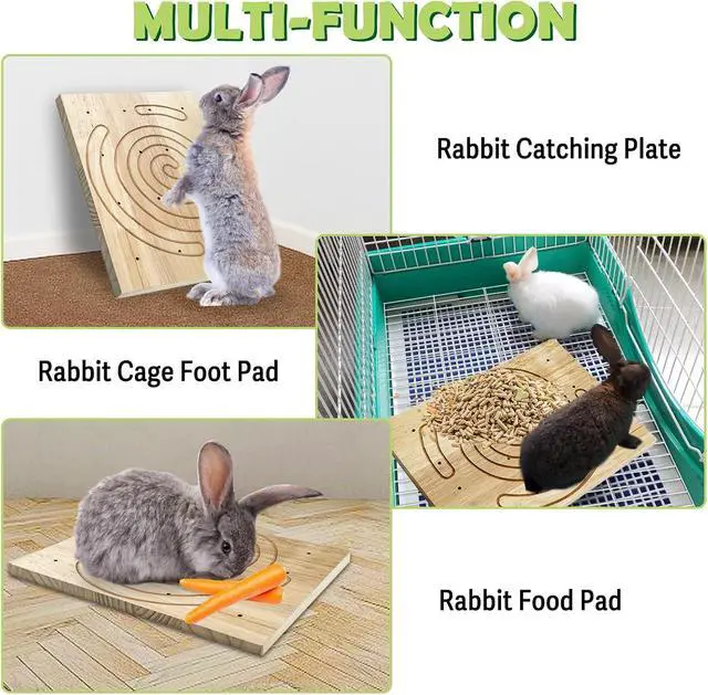 Alt view image 5 of 6 - 2 Pack Rabbit Wooden Scratch Board Bunny Foot Pad, Teeth Grinding Toys for Small Animal, Guinea Pigs Digging Platform Teeth Grinding Toys for Small Animal Hamster Chinchilla Hedgehog
