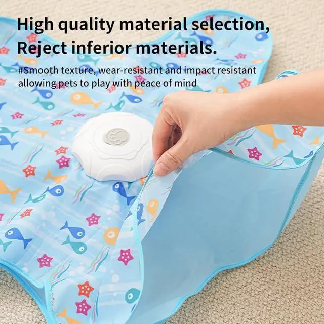 Alt view image 3 of 7 - Rechargeable Automatic Cat Toy, 3-Mode Touch-Activated Interactive Toy with Random Motion, Concealed Feather & Squeaky Sound for Indoor Cats & Kittens (Blue)