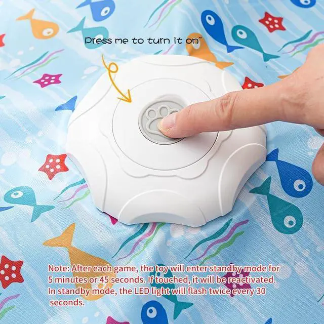 Alt view image 6 of 7 - Rechargeable Automatic Cat Toy, 3-Mode Touch-Activated Interactive Toy with Random Motion, Concealed Feather & Squeaky Sound for Indoor Cats & Kittens (Blue)