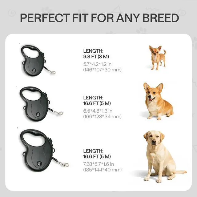 Alt view image 5 of 7 - Retractable Dog Leash for Small Dogs up to 33 lbs 10ft Long Hands Free Lead for Dogs Reflective Heavy Duty Puppy Leash and Waist Dog Leashes for Training, Running, Outside Correa para Perros