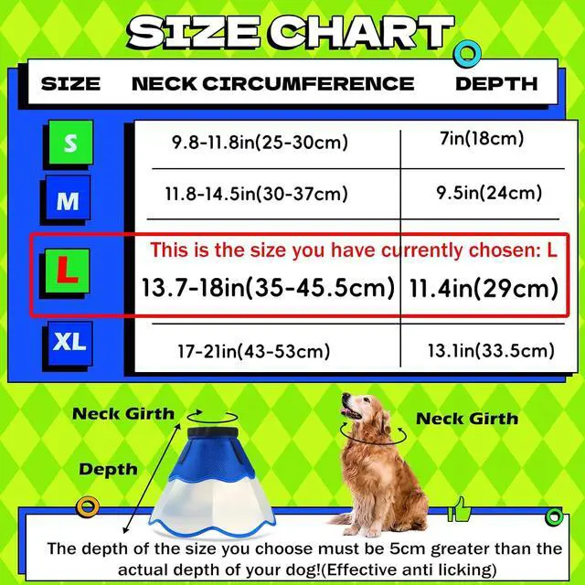 Alt view image 2 of 7 - Hard & Heavy Plastic Dog Cone Collar Alternative for Lab Golden GSD (Small&Medium Sized), Adjustable Elizabethan Protective Cone for Healing, Comfortable Pet Recovery Collar Cone of Shame Anti-Lick