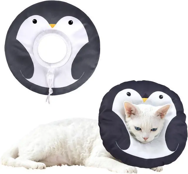 Main image of Soft Cat Cone, Medium Waterproof Cat Recovery Collar | Cat Wound Healing After Surgery or Neutering Alternative to Elizabethan Collars Medical Neck Cone for Cats and Puppies Pengui