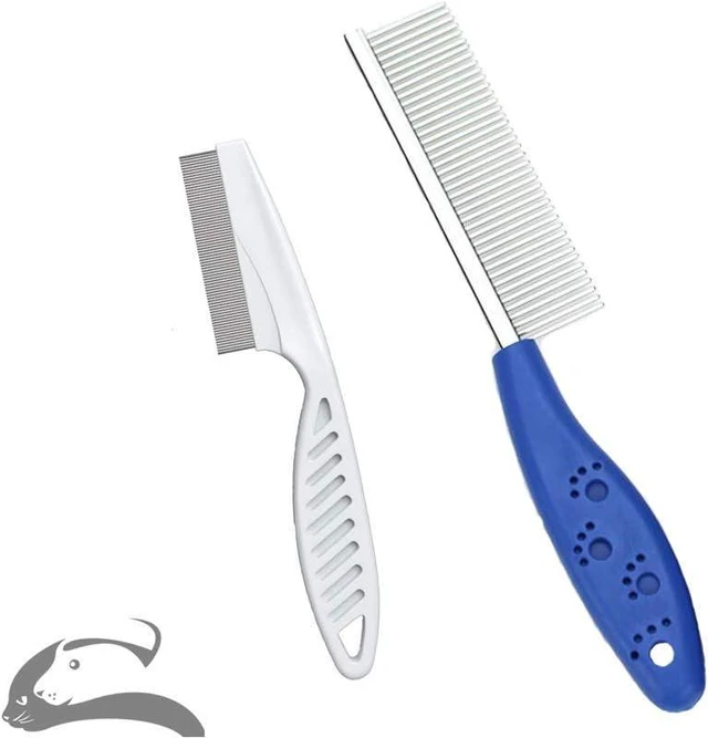 Main image of Pet Comb for Dogs & Cats,Small Dog & Cat Grooming Comb 2 Combs,Pet Stainless Steel Teeth Cats Comb for Removing Matted Fur, Knots & Tangles,Shedding Comb,Blue