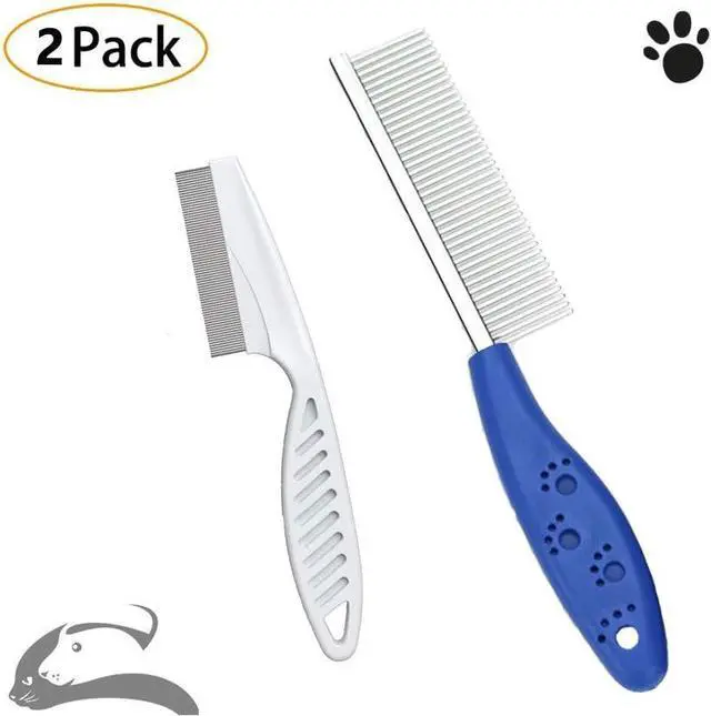 Alt view image 6 of 6 - Pet Comb for Dogs & Cats,Small Dog & Cat Grooming Comb 2 Combs,Pet Stainless Steel Teeth Cats Comb for Removing Matted Fur, Knots & Tangles,Shedding Comb,Blue