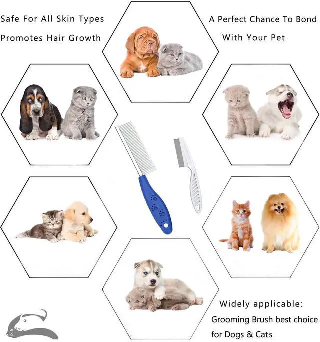 Alt view image 5 of 6 - Pet Comb for Dogs & Cats,Small Dog & Cat Grooming Comb 2 Combs,Pet Stainless Steel Teeth Cats Comb for Removing Matted Fur, Knots & Tangles,Shedding Comb,Blue