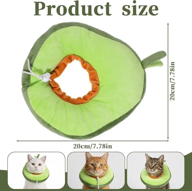 Alt view image 3 of 7 - Adjustable Cat Cone Soft Cat Recovery Collar Cute Kitten Fruits Shaped Cats Neck Collar Comfortable Pet Neck Strap Lightweight Elizabethan Cone for Cats Kitten and Puppies