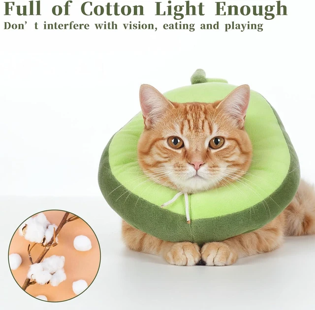 Alt view image 4 of 7 - Adjustable Cat Cone Soft Cat Recovery Collar Cute Kitten Fruits Shaped Cats Neck Collar Comfortable Pet Neck Strap Lightweight Elizabethan Cone for Cats Kitten and Puppies