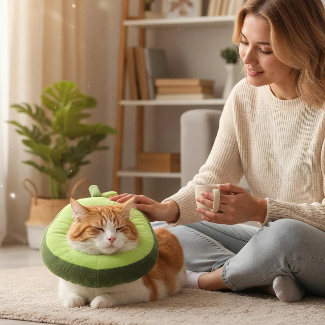 Alt view image 7 of 7 - Adjustable Cat Cone Soft Cat Recovery Collar Cute Kitten Fruits Shaped Cats Neck Collar Comfortable Pet Neck Strap Lightweight Elizabethan Cone for Cats Kitten and Puppies