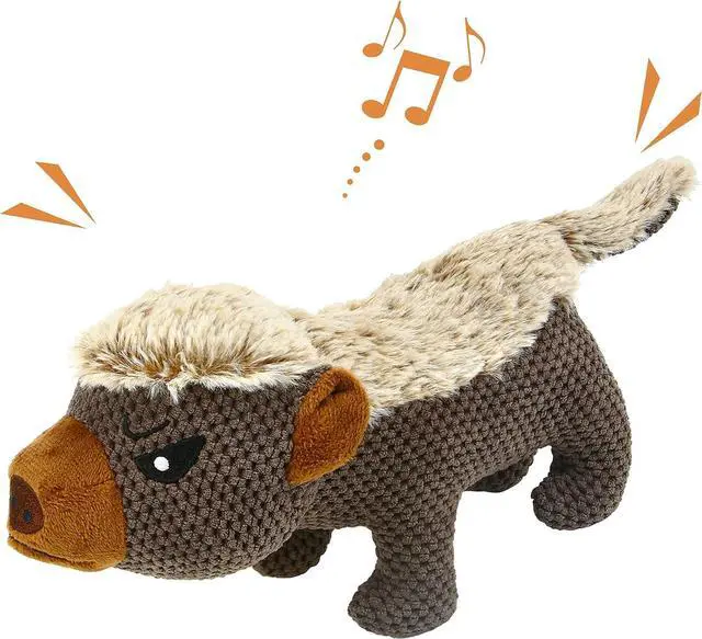 Main image of Dog Plush Toys for Aggressive Chewers, Indestructible Dog Squeaky Toys with Crinkle Paper, Durable Teething Chew Toys for Medium and Large Breed (Grey)