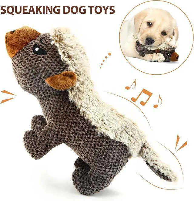 Alt view image 2 of 6 - Dog Plush Toys for Aggressive Chewers, Indestructible Dog Squeaky Toys with Crinkle Paper, Durable Teething Chew Toys for Medium and Large Breed (Grey)