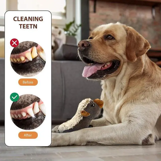 Alt view image 3 of 6 - Dog Plush Toys for Aggressive Chewers, Indestructible Dog Squeaky Toys with Crinkle Paper, Durable Teething Chew Toys for Medium and Large Breed (Grey)