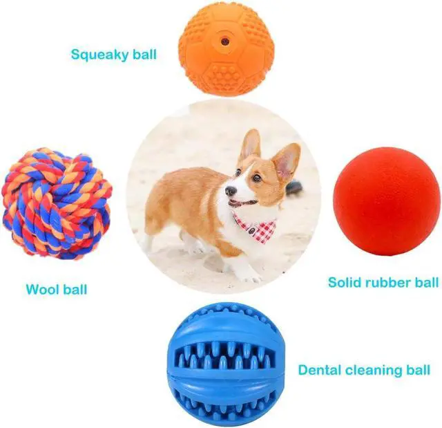Alt view image 3 of 7 - Puppy Balls - Pack with Different Functions & Teething Toys for Small Dogs, Squeaky Dog Balls, Rubber Chew Toys for Enrichment