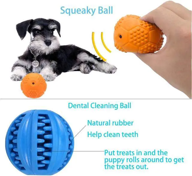 Alt view image 4 of 7 - Puppy Balls - Pack with Different Functions & Teething Toys for Small Dogs, Squeaky Dog Balls, Rubber Chew Toys for Enrichment