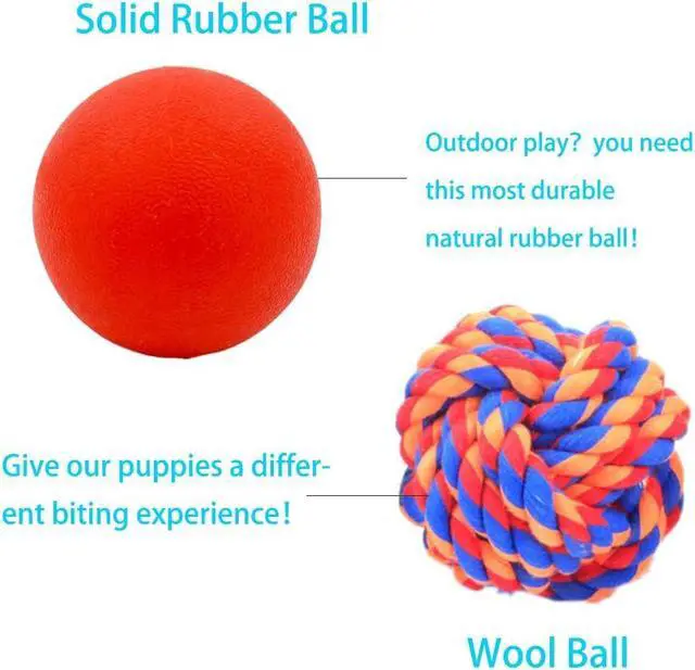 Alt view image 5 of 7 - Puppy Balls - Pack with Different Functions & Teething Toys for Small Dogs, Squeaky Dog Balls, Rubber Chew Toys for Enrichment
