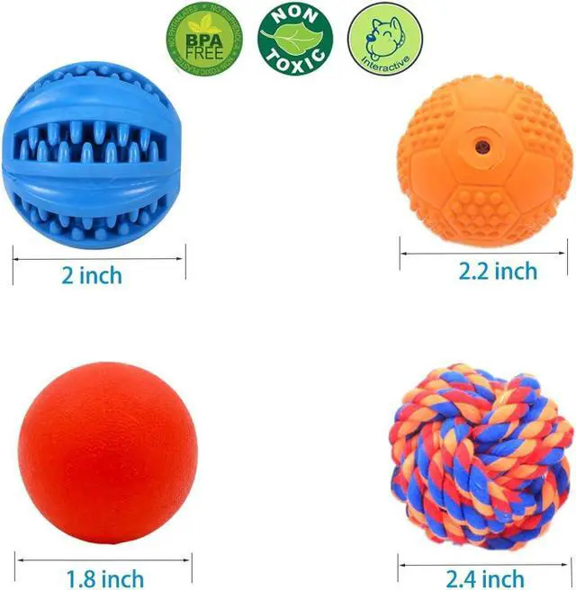 Alt view image 6 of 7 - Puppy Balls - Pack with Different Functions & Teething Toys for Small Dogs, Squeaky Dog Balls, Rubber Chew Toys for Enrichment
