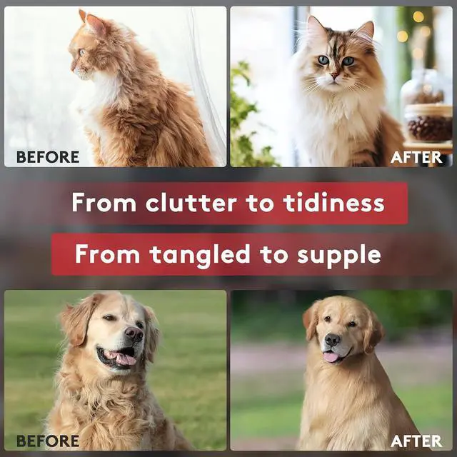 Alt view image 6 of 7 - Deshedding Dog Brush for Long Haired Dogs Cats,Undercoat Shedding Rake for Dematting Detangling Tangles Matted Fur and Knots,Metal Pet Comb,Professional Pet Grooming Supplies Tool Kit,Red