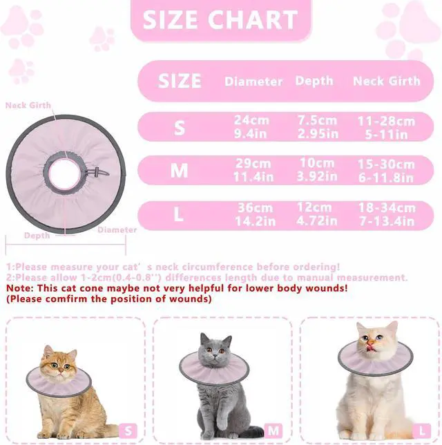 Alt view image 3 of 7 - Lightweight Cat Cone Collar Soft, Adjustable,Pale Pink, Small | Cone for Cats to Stop Licking, Soft Comfortable, Cat Recovery Cone After Surgery, Elizabethan E Collar for Cats, E-Collar