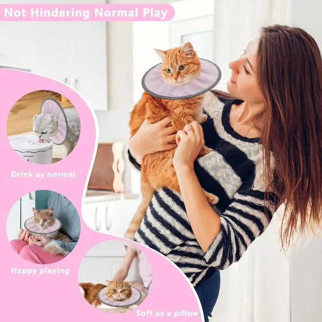 Alt view image 5 of 7 - Lightweight Cat Cone Collar Soft, Adjustable,Pale Pink, Small | Cone for Cats to Stop Licking, Soft Comfortable, Cat Recovery Cone After Surgery, Elizabethan E Collar for Cats, E-Collar