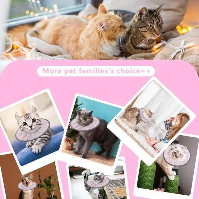 Alt view image 7 of 7 - Lightweight Cat Cone Collar Soft, Adjustable,Pale Pink, Small | Cone for Cats to Stop Licking, Soft Comfortable, Cat Recovery Cone After Surgery, Elizabethan E Collar for Cats, E-Collar