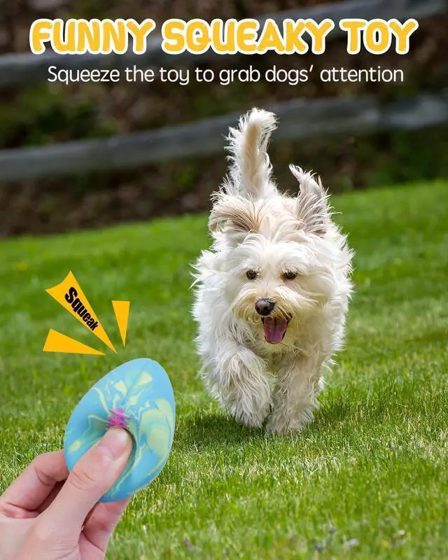 Alt view image 4 of 7 - Dog Squeaky Toy Balls, Interactive Squeak Puppy Balls for Fetch Play, Latex Rubber Pet Toy for Puppies Mini Breed Small Dogs