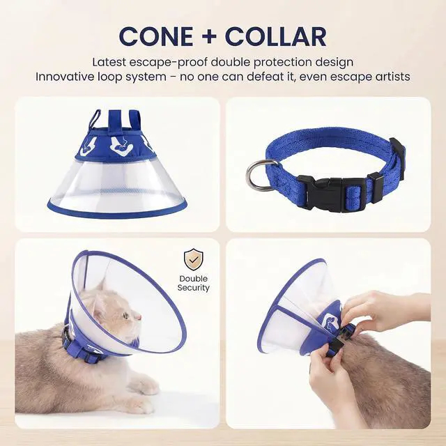 Alt view image 2 of 7 - Cat Cone Recovery Collar, Adjustable Elizabethan Collar for Cats to Stop Licking After Surgery, Soft Comfortable Pet Cone for Neck Girth 7.5''-9.0''