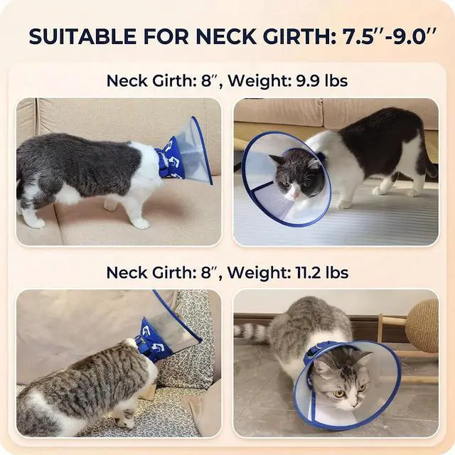Alt view image 5 of 7 - Cat Cone Recovery Collar, Adjustable Elizabethan Collar for Cats to Stop Licking After Surgery, Soft Comfortable Pet Cone for Neck Girth 7.5''-9.0''