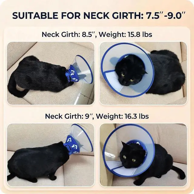 Alt view image 6 of 7 - Cat Cone Recovery Collar, Adjustable Elizabethan Collar for Cats to Stop Licking After Surgery, Soft Comfortable Pet Cone for Neck Girth 7.5''-9.0''