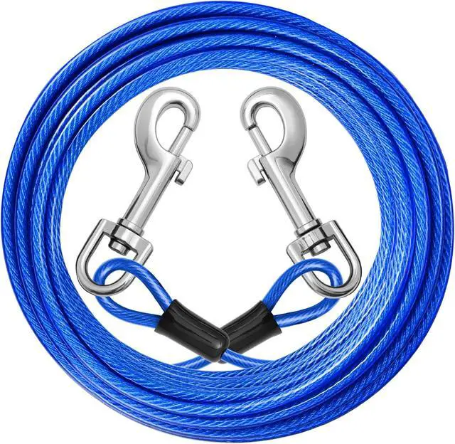 Main image of Dog Tie Out Cable: 15ft Dog Leads for Yard Heavy Duty for Small Dogs | Reflective Outdoor Chain Leash - Chew Proof for Small Large Dogs Up to 125lbs