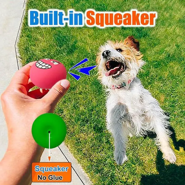Alt view image 2 of 7 - Latex Squeaky Dog Toys for Small Dogs & Tiny Breeds, 2.2" Flat Ball | 2.2"*2.2"*1.3" Burger Shape Squeaky Dog Balls 4pcs, Puppy Squeak Toy with Squeaker, Soft Rubber Pet Toy Indoor & Outdoor