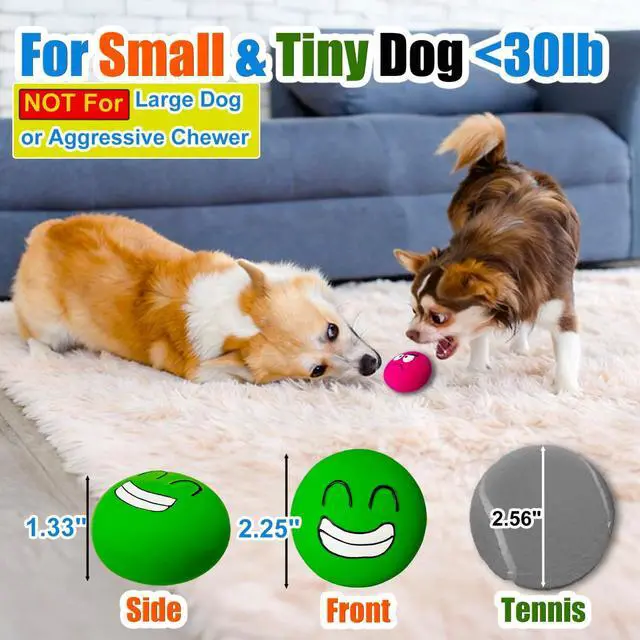 Alt view image 4 of 7 - Latex Squeaky Dog Toys for Small Dogs & Tiny Breeds, 2.2" Flat Ball | 2.2"*2.2"*1.3" Burger Shape Squeaky Dog Balls 4pcs, Puppy Squeak Toy with Squeaker, Soft Rubber Pet Toy Indoor & Outdoor