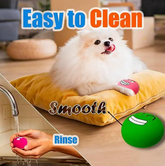 Alt view image 5 of 7 - Latex Squeaky Dog Toys for Small Dogs & Tiny Breeds, 2.2" Flat Ball | 2.2"*2.2"*1.3" Burger Shape Squeaky Dog Balls 4pcs, Puppy Squeak Toy with Squeaker, Soft Rubber Pet Toy Indoor & Outdoor