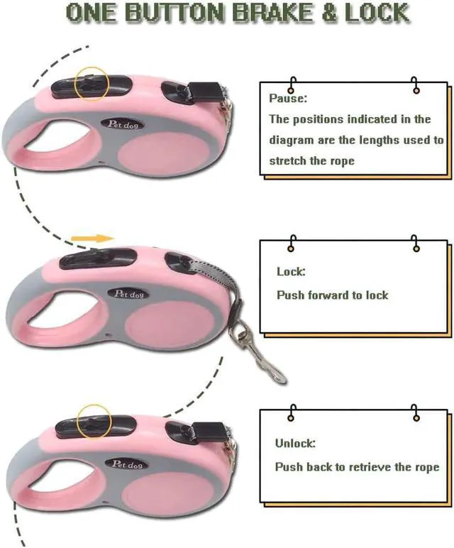 Alt view image 3 of 6 - New Retractable Dog Leash (Cord) | Ergonomic, Durable and Tangle Free Pet Walking Leash for Dogs Up to 26 lbs, 16 ft(black)