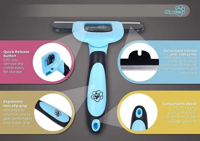 Alt view image 3 of 6 - Pet Grooming Brush for Shedding, Long & Short Hair, Reduces Shedding by More Than 95%, Professional Deshedding Tool for Dog & Cat, Black