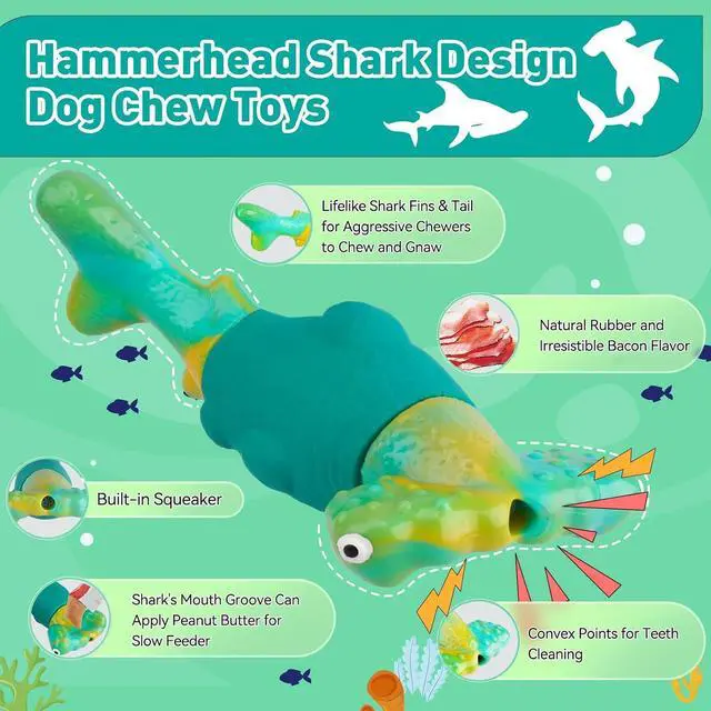 Alt view image 4 of 7 - Dog Toys for Aggressive Chewers, Squeaky Tough Chew Toys | Indestructible Interactive Dog Chew Toys for Large Dogs, Keep Them Busy, Gift Toys for Medium/Large Breed (Green)