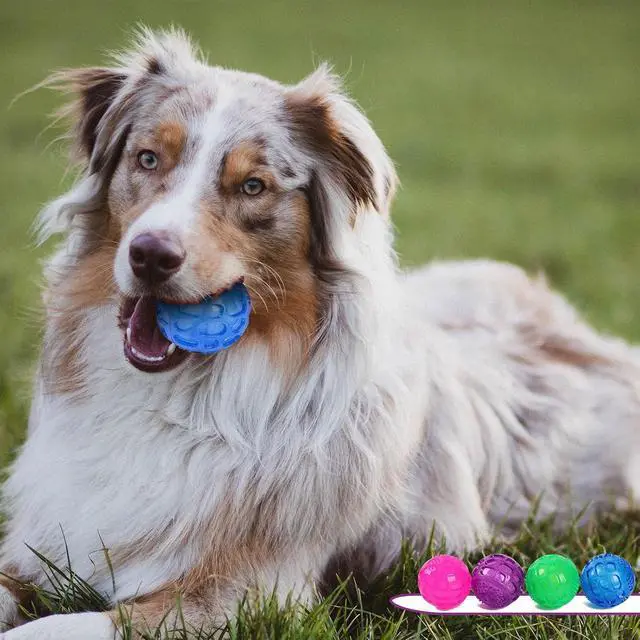 Alt view image 5 of 6 - 3'' Squeaky Dog Toy Balls for Lagre Medium Breed, Indestructible Dog Balls for Playing, Fetching & Retrieving, Durable Aggressive Chewers, 2 PCS Green