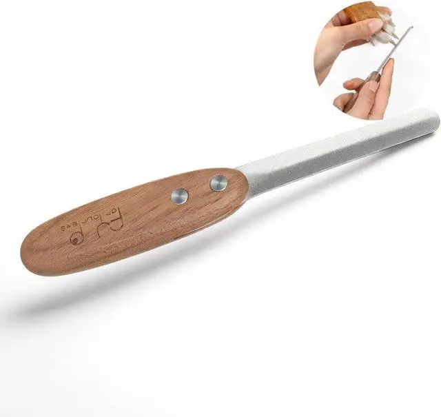 Main image of Dog Nail File - Diamond Coated Metal Nail File for Dogs and Cats, Ergonomic Walnut Handle, Smooth and Shape All Toenail Types, Remove Burs for Indoor & Outdoor Pets