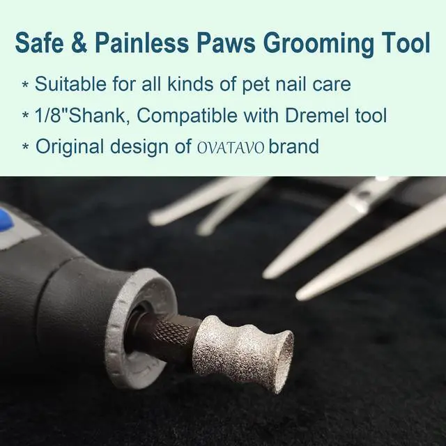 Alt view image 2 of 5 - Nail Diamond bits for Dremel - Dog Nail Grinder Attachment for Large Medium Small Dogs - 1/8" Pet Nail Grinder Wheel Work with Dremel for Pet Nail Care (A
