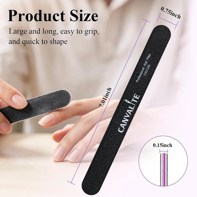 Alt view image 6 of 7 - Canvalite Nail File Set, 3 Different Grit Emery Boards for Natural Nails - 100/180 Girt for Shaping, 120/240 for Buffing, 80 Grit for Acrylic Nails, Washable Long-Lasting Fingernail Files for Home Use