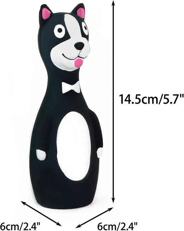 Alt view image 5 of 7 - 3PCS 5.7'' Squeaky Latex Short Standing Stick Toy for Small Dogs | Funny Animal Design,Soft Fetch Interactive Play, Indoor Outdoor Activity Training Toys,Assorted Colors