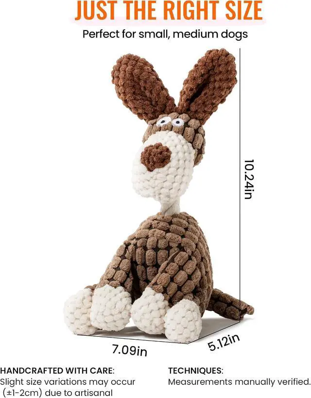 Alt view image 2 of 7 - Squeaky Plush Dog Toys - Adorable Animal Designs with Soft Cotton Filling, Cute Stuffed Dog Chew Toys for Small, Medium Non-Aggressive Chewing Dogs Chewer (Brown Dog)