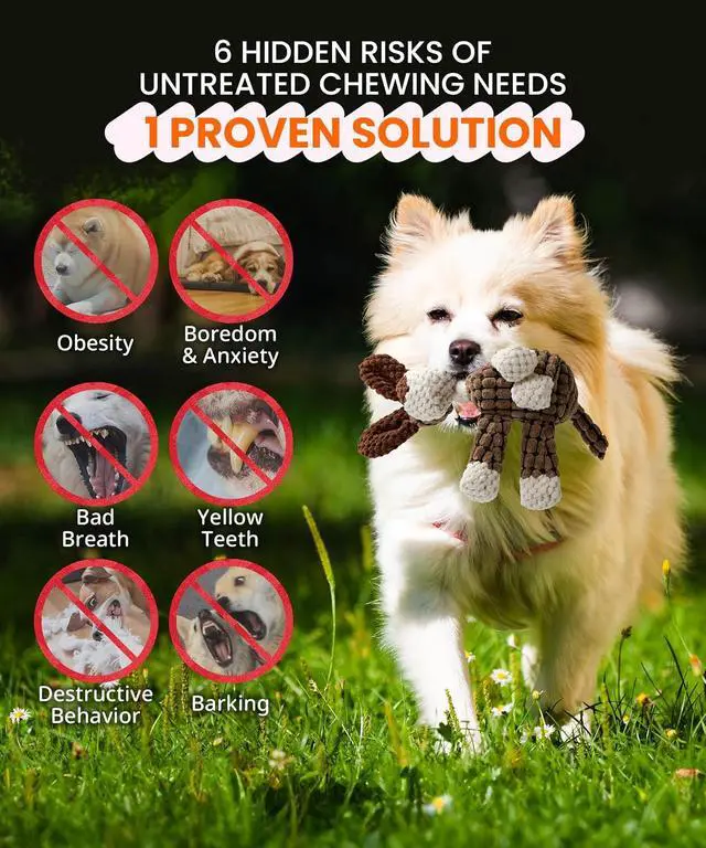 Alt view image 3 of 7 - Squeaky Plush Dog Toys - Adorable Animal Designs with Soft Cotton Filling, Cute Stuffed Dog Chew Toys for Small, Medium Non-Aggressive Chewing Dogs Chewer (Brown Dog)