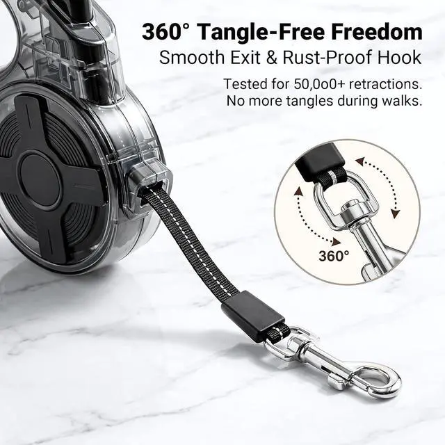 Alt view image 3 of 7 - Retractable Dog Leash for Small Dogs, 13ft Reflective Retractable Leash with 360° Tangle-Free Design, Heavy Duty Nylon Tape Lead for Small to Medium Pets up to 50 lbs One-Handed Brake & Lock