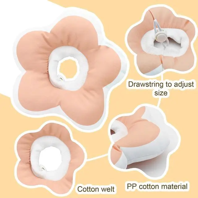 Alt view image 4 of 7 - Cute Flower Cone, Anti-Splashing Water Soft E Collar for Cats After Surgery, Neck Pillow for Cozy Sleep and Anti-Licking, Donut Cone for Puppies to Take Photos (Purple, S)