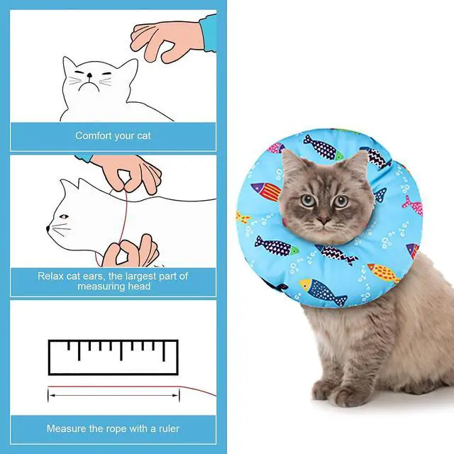 Alt view image 4 of 7 - Cat Cone Collar Soft Cute Adjustable Cat Donut Recovery Collar | Elizabethan Cats Cones to Stop Licking Comfortable Anti-Bite Neck Cone for Pet Kittens After Surgery
