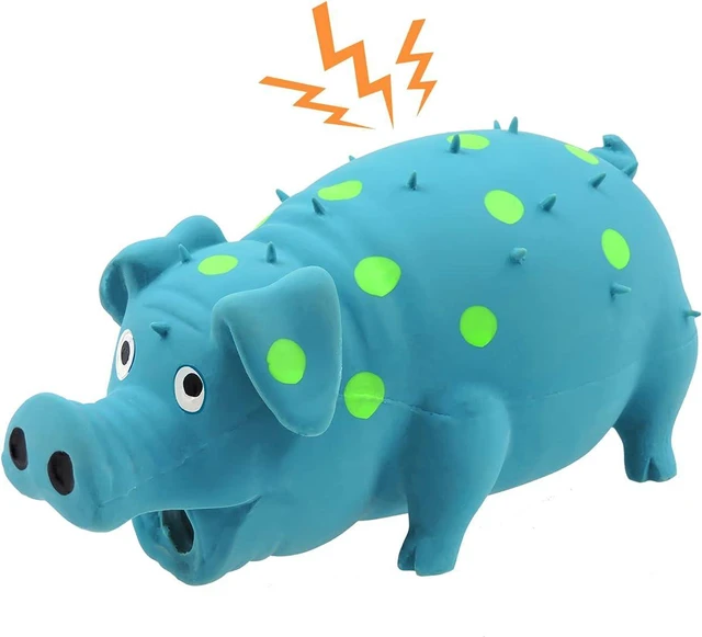Main image of Dog Squeaky Toy, Dots Latex Dog Chew Toys with a Oinks Sound Squeaker Grunting Pig Dog Toy Durable Self Play 8" Dogs Squeeze Toy for Dental Biting Chasing to Kill Boring Time (Blue)