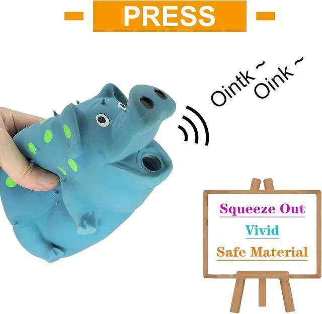 Alt view image 2 of 7 - Dog Squeaky Toy, Dots Latex Dog Chew Toys with a Oinks Sound Squeaker Grunting Pig Dog Toy Durable Self Play 8" Dogs Squeeze Toy for Dental Biting Chasing to Kill Boring Time (Blue)