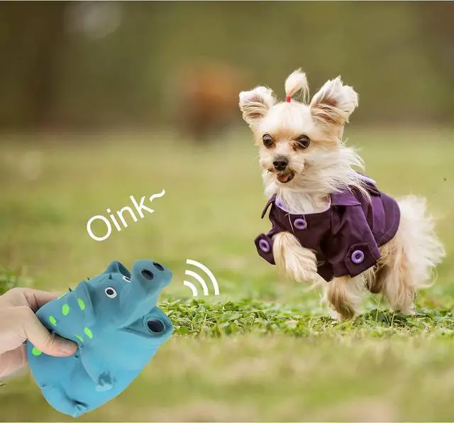 Alt view image 4 of 7 - Dog Squeaky Toy, Dots Latex Dog Chew Toys with a Oinks Sound Squeaker Grunting Pig Dog Toy Durable Self Play 8" Dogs Squeeze Toy for Dental Biting Chasing to Kill Boring Time (Blue)