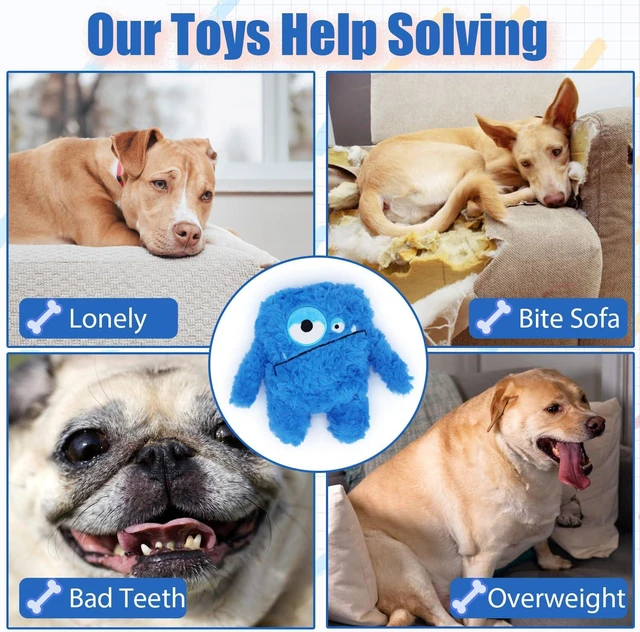 Alt view image 5 of 7 - Monster Stuffed Squeaky Dog Toy, Crinkle Dog Plush Toy, Blue | Soft Lightweight Toy for Fetch and Chew, Interactive Outdoor Indoor Play for Tug, Birthday Gift, For Puppy Small Medium Dog